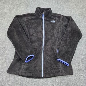 The North Face Girls Fleece Jacket Full Zip Black Blue Trim Size‎ XL